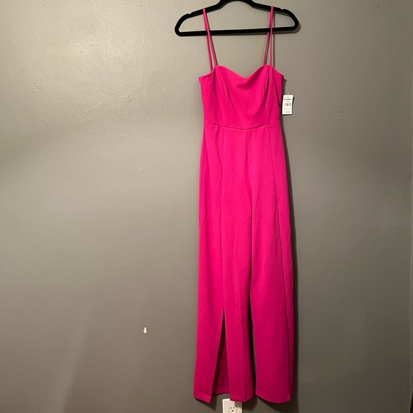 bebe Pants - NWT BeBe Sz Small Hot Pink Exposed Leg Jumpsuit!